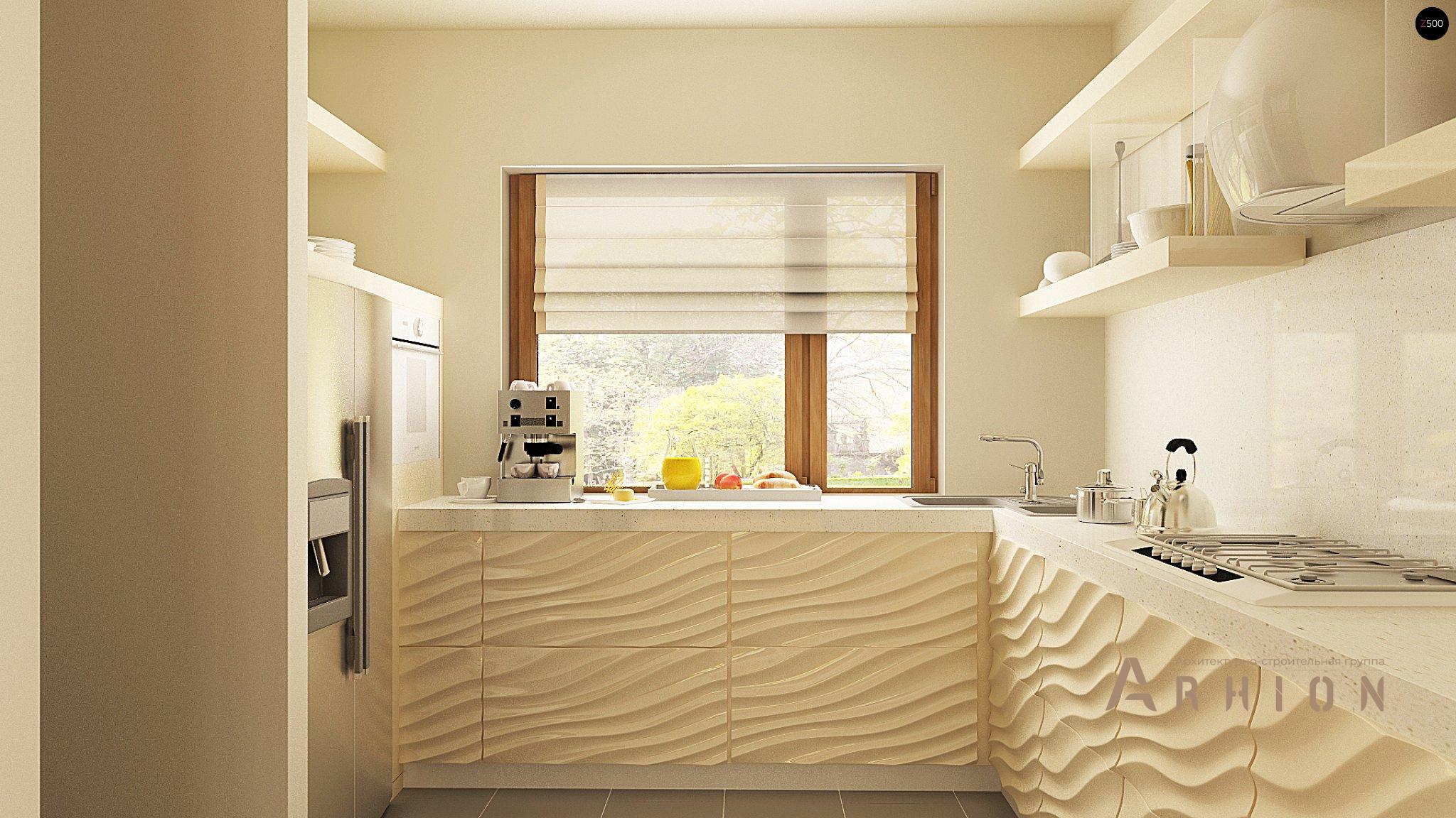 8. Проект одноэтажного дома в современном стиле с четырехскатной, Z270 A, площадью - 239 кв c мансардой, терассой, балконом, гаражом